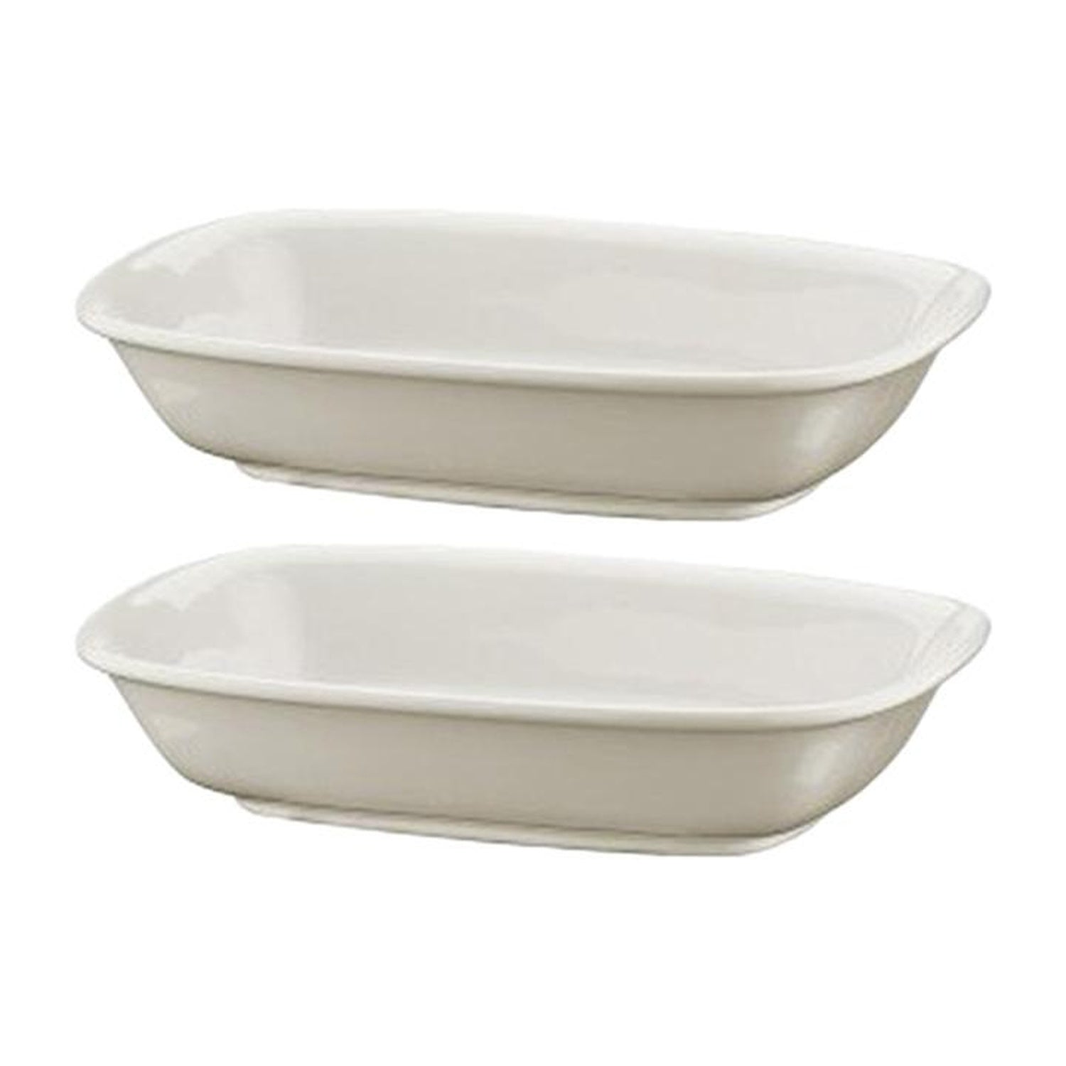 Bonna China Gourmet 4.75" x 3.25" x h:1" 4 oz. Rectangular Warm White Porcelain Deep Plate (Set of 2)