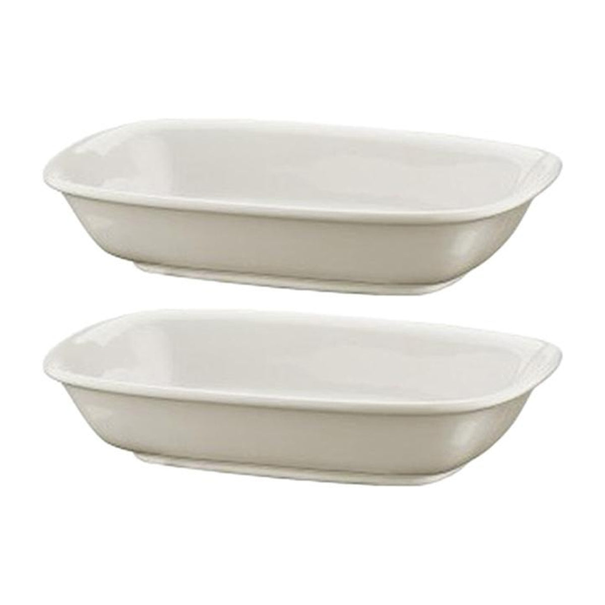 Bonna China Gourmet 4.75" x 3.25" x h:1" 4 oz. Rectangular Warm White Porcelain Deep Plate (Set of 2)