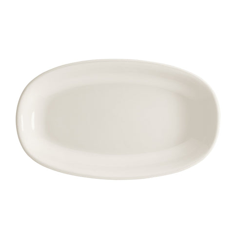 Bonna China Gourmet 6" x 3.5" x h:0.75" Oval Warm White Porcelain Platter (Set of 2)