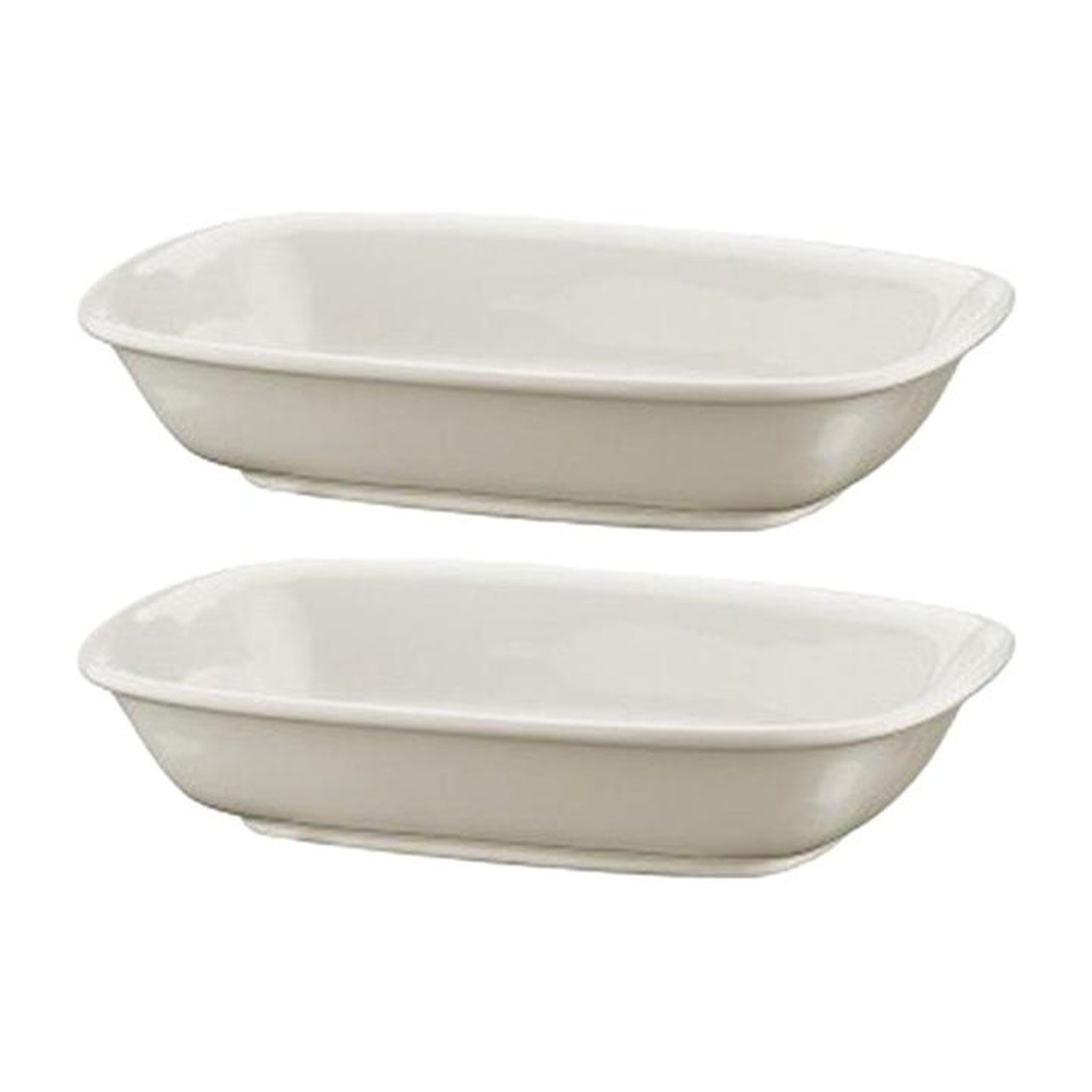 Bonna China Gourmet 6.5" x 4.5" x h:1.5" 12 oz. Rectangular Warm White Porcelain Deep Plate (Set of 2)