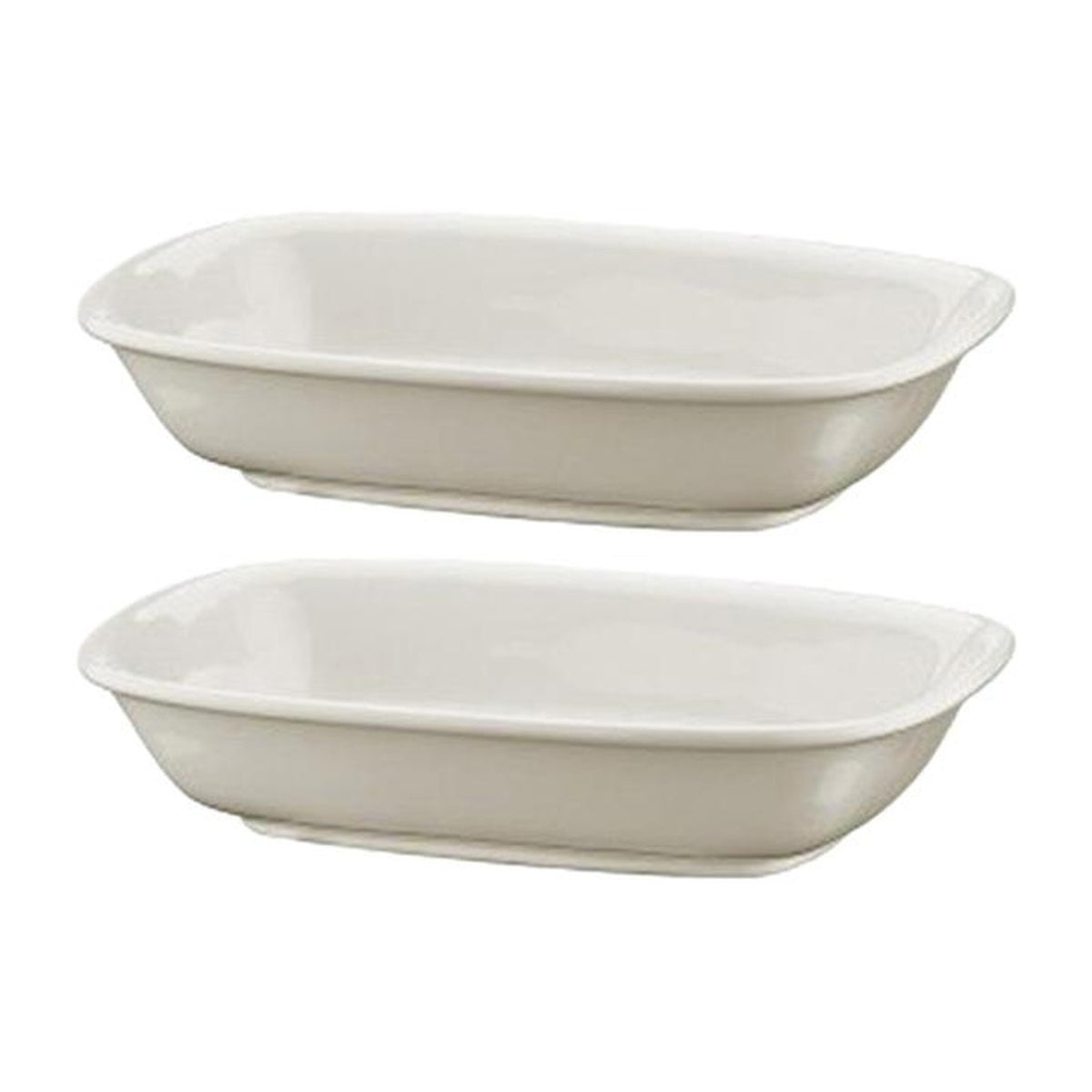 Bonna China Gourmet 6.5" x 4.5" x h:1.5" 12 oz. Rectangular Warm White Porcelain Deep Plate (Set of 2)