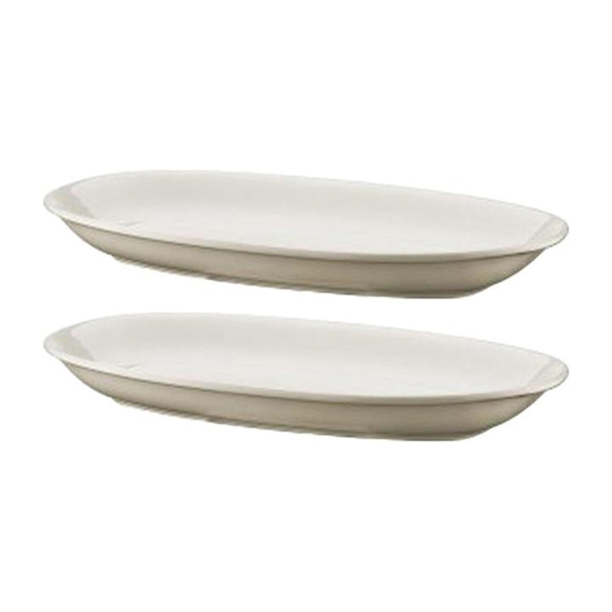 Bonna China Gourmet 11.25" x 6.75" x h:1.25" Oval Warm White Porcelain Platter (Set of 2)