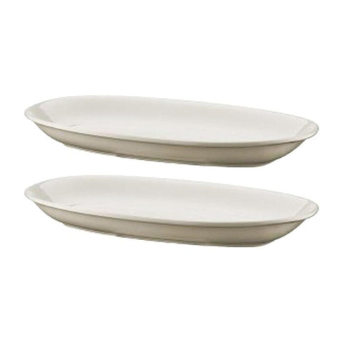 Bonna China Gourmet 11.25" x 6.75" x h:1.25" Oval Warm White Porcelain Platter (Set of 2)