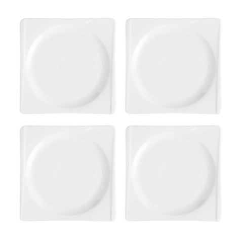 Porcelain Hong Kong 7" x 7" Square White Porcelain Plate (Set of 4)