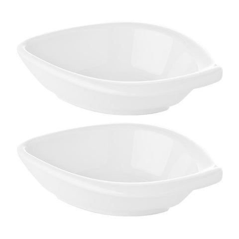 Hawaii Oval White Porcelain Deep Plate 9.5" x 7.5" x h:1.5" 14 oz. (Set of 2)