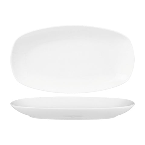 Porcelain Delta-Coupe 7.75" x 4" x h:0.75" Oval White Porcelain Platter (Set of 2)