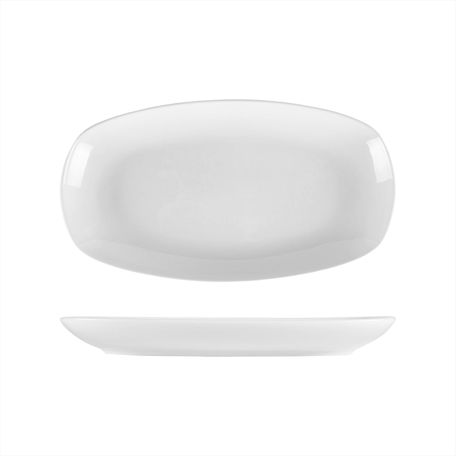 Porcelain Delta-Coupe 13.5" x 7.5" x h:1.5" Oval White Porcelain Platter