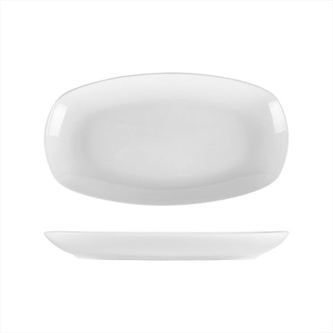 Porcelain Delta-Coupe 13.5" x 7.5" x h:1.5" Oval White Porcelain Platter