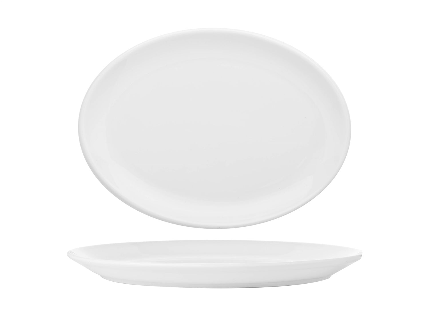 Porcelain Delta-Coupe 6.5" x 4.25" x h:1.25" Oval White Porcelain Platter (Set of 2)