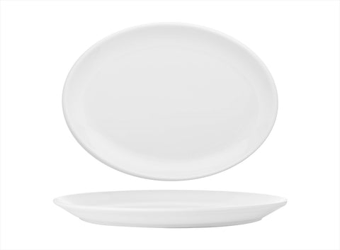 Porcelain Delta-Coupe 6.5" x 4.25" x h:1.25" Oval White Porcelain Platter (Set of 2)