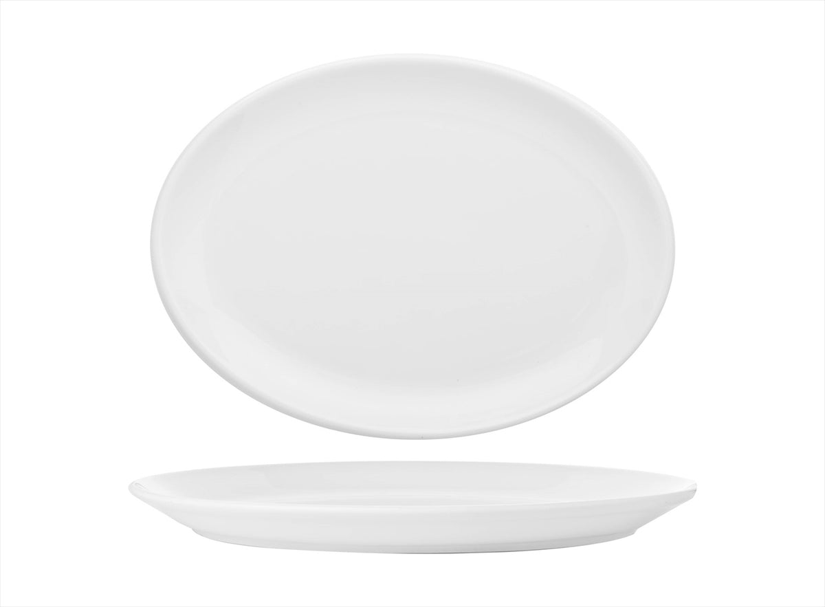 Porcelain Delta-Coupe 11" x 8" x h:1" Oval White Porcelain Platter