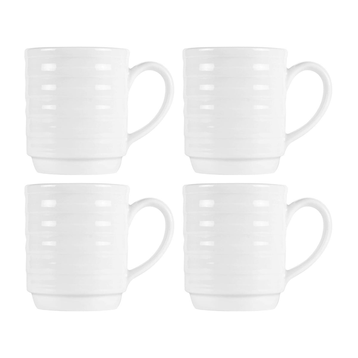 Lizbon Round White Porcelain Mug  dia.3" h:3.5" 10 oz. (Set of 4)