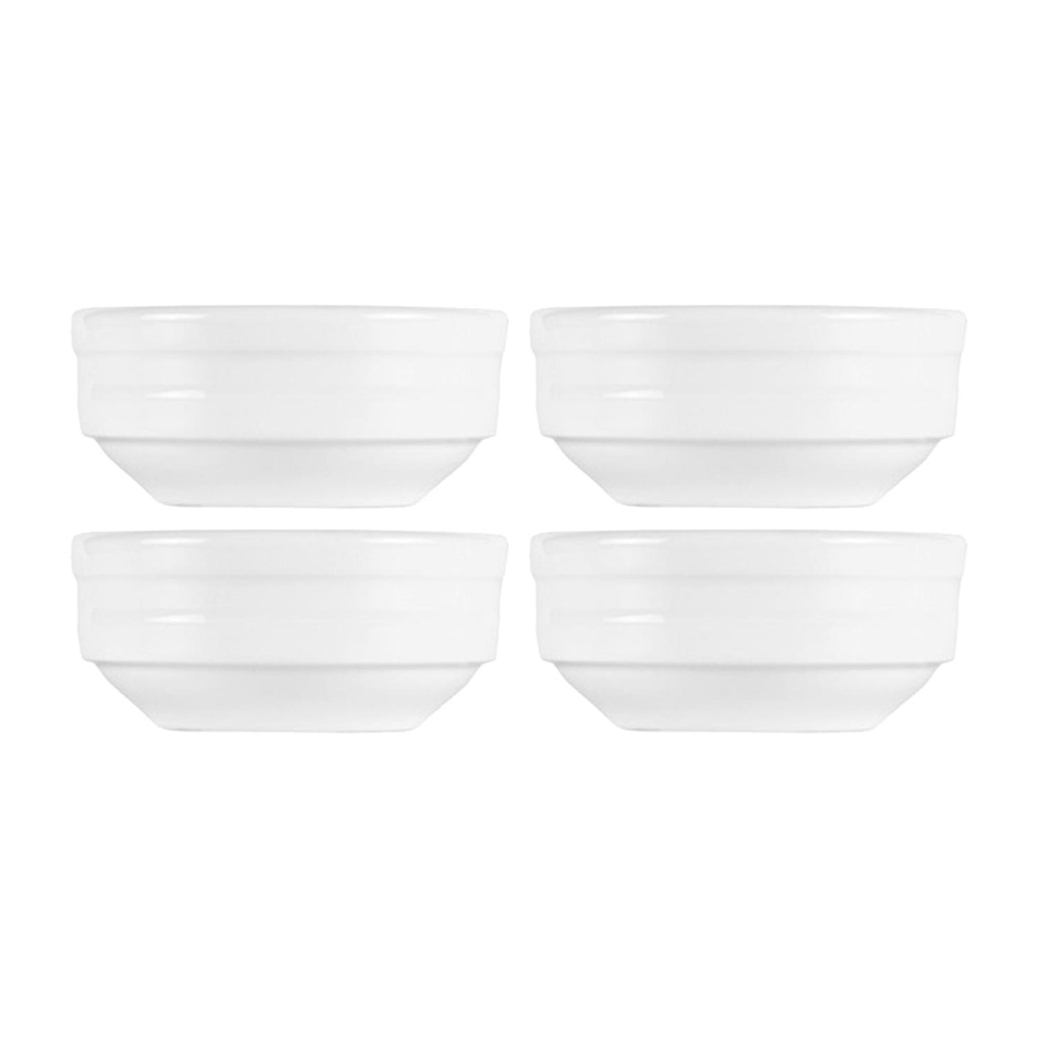 Porcelain Lizbon dia.3" h:1.25" 3 oz. Round White Porcelain Bowl (Set of 4)