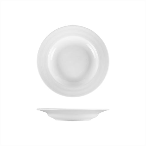 Porcelain Lizbon dia.9" h:1.5" 13 oz. Round White Porcelain Deep Plate (Set of 4)