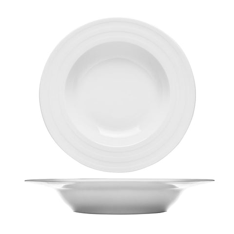 Porcelain Lizbon dia.11.75" h:2" 24 oz. Round White Porcelain Deep Plate (Set of 2)