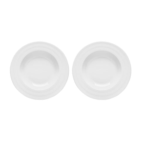 Porcelain Lizbon dia.11.75" h:2" 24 oz. Round White Porcelain Deep Plate (Set of 2)