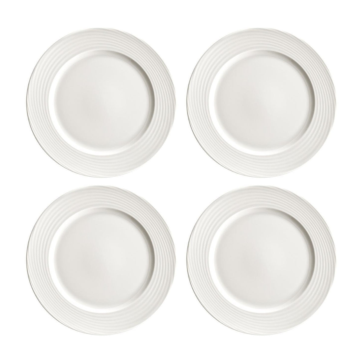 Bonna China Loop dia.6.75"  Round Warm White Porcelain Plate (Set of 4)