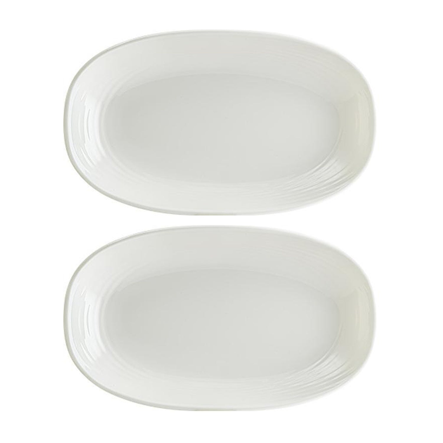 Bonna China Loop 6" x 3.5" x h:0.75" Oval Warm White Porcelain Platter (Set of 2)