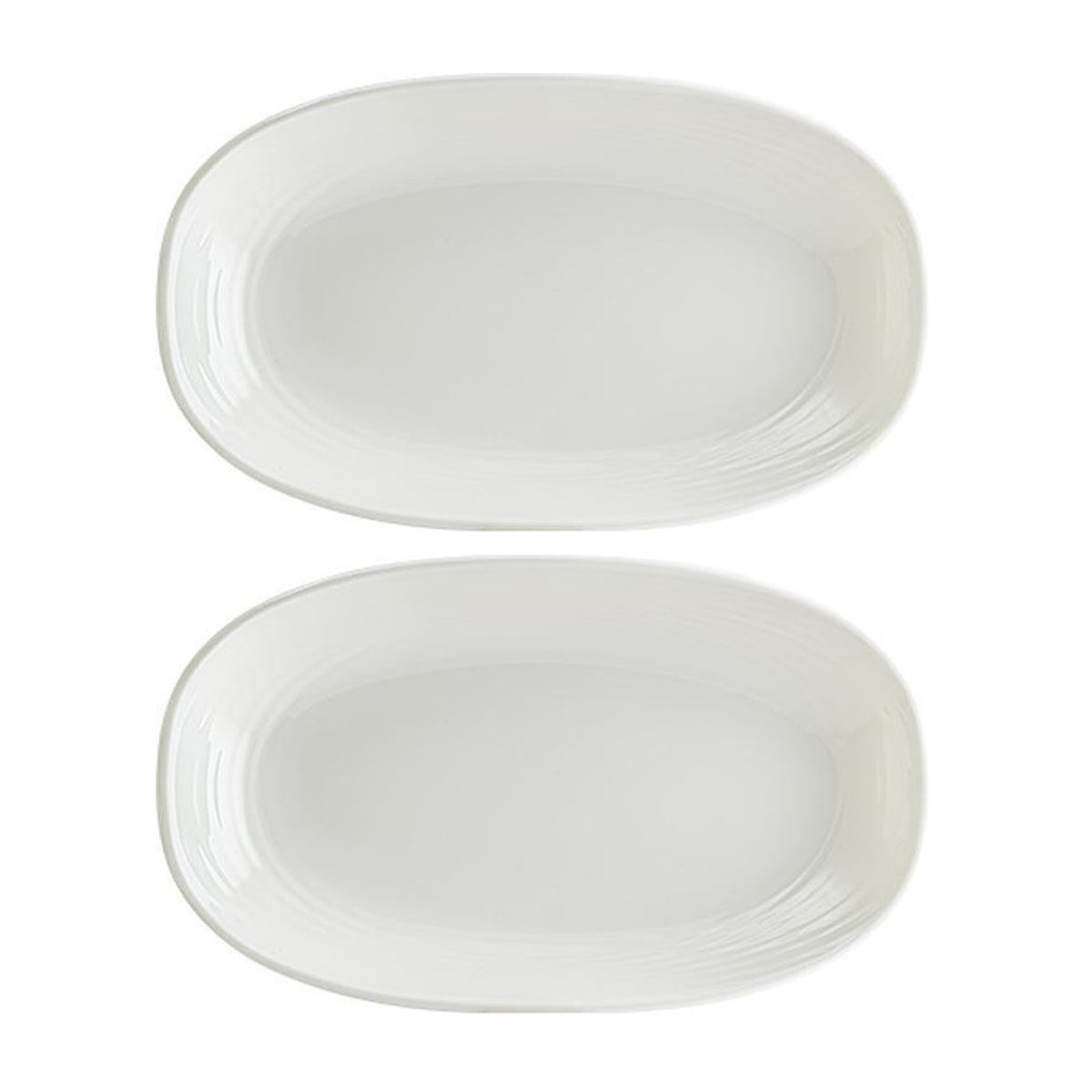 Bonna China Loop 6" x 3.5" x h:0.75" Oval Warm White Porcelain Platter (Set of 2)