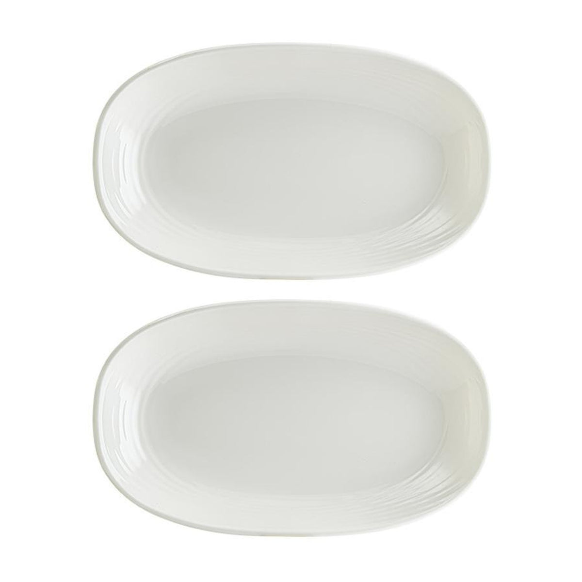 Bonna China Loop 7.5" x 4.25" x h:1" Oval Warm White Porcelain Platter (Set of 2)