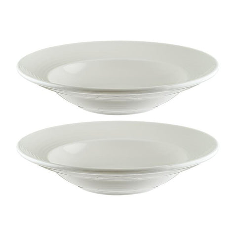 Bonna China Loop dia.9.5" h:2" 14 oz. Round Warm White Porcelain Bowl (Set of 2)