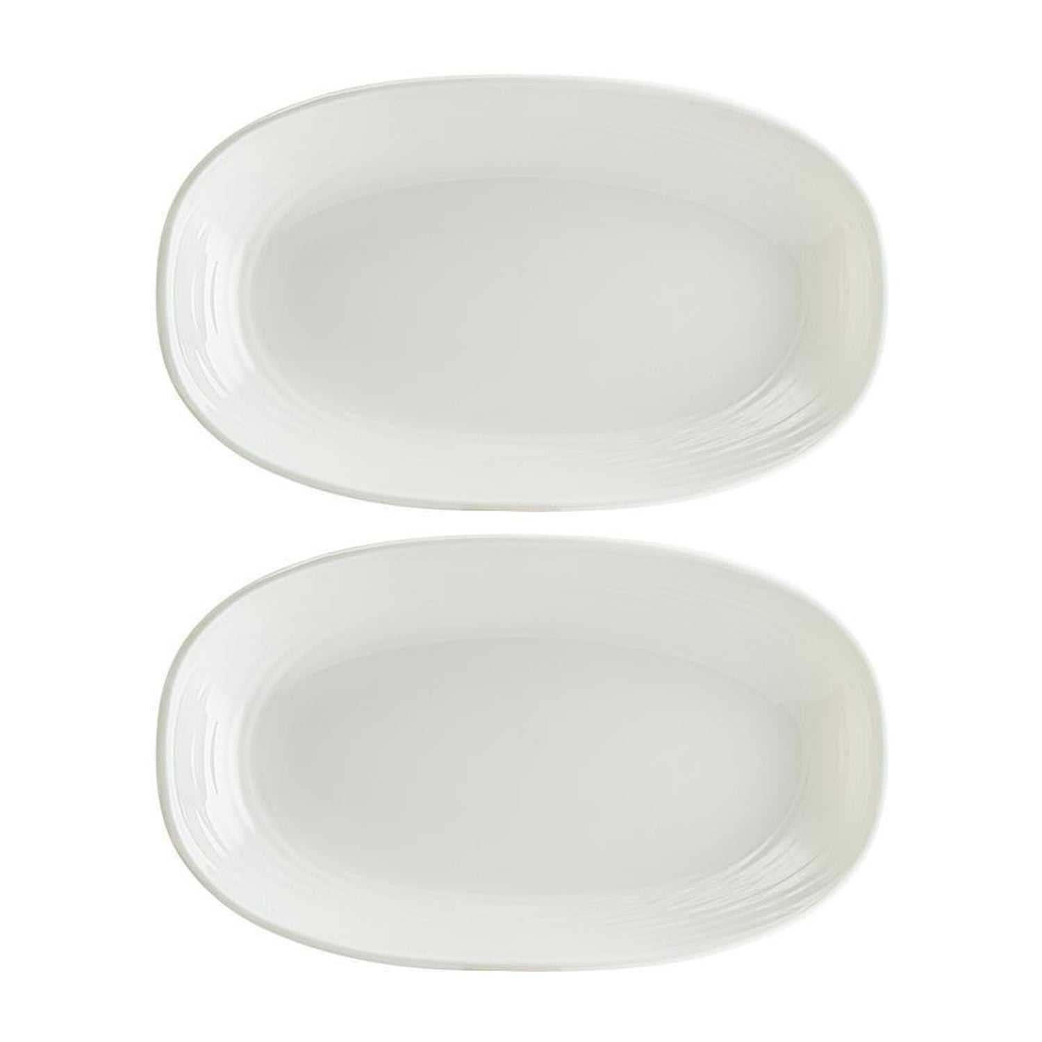 Bonna China Loop 9.5" x 5.5" x h:1.25" Oval Warm White Porcelain Platter (Set of 2)