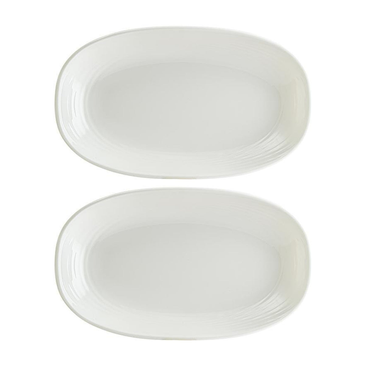 Bonna China Loop 9.5" x 5.5" x h:1.25" Oval Warm White Porcelain Platter (Set of 2)