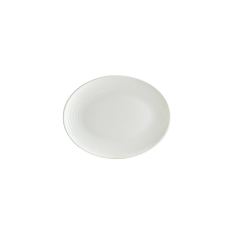 Bonna China Loop 9.75" x 7.5" x h:1" Oval Warm White Porcelain Platter (Set of 2)