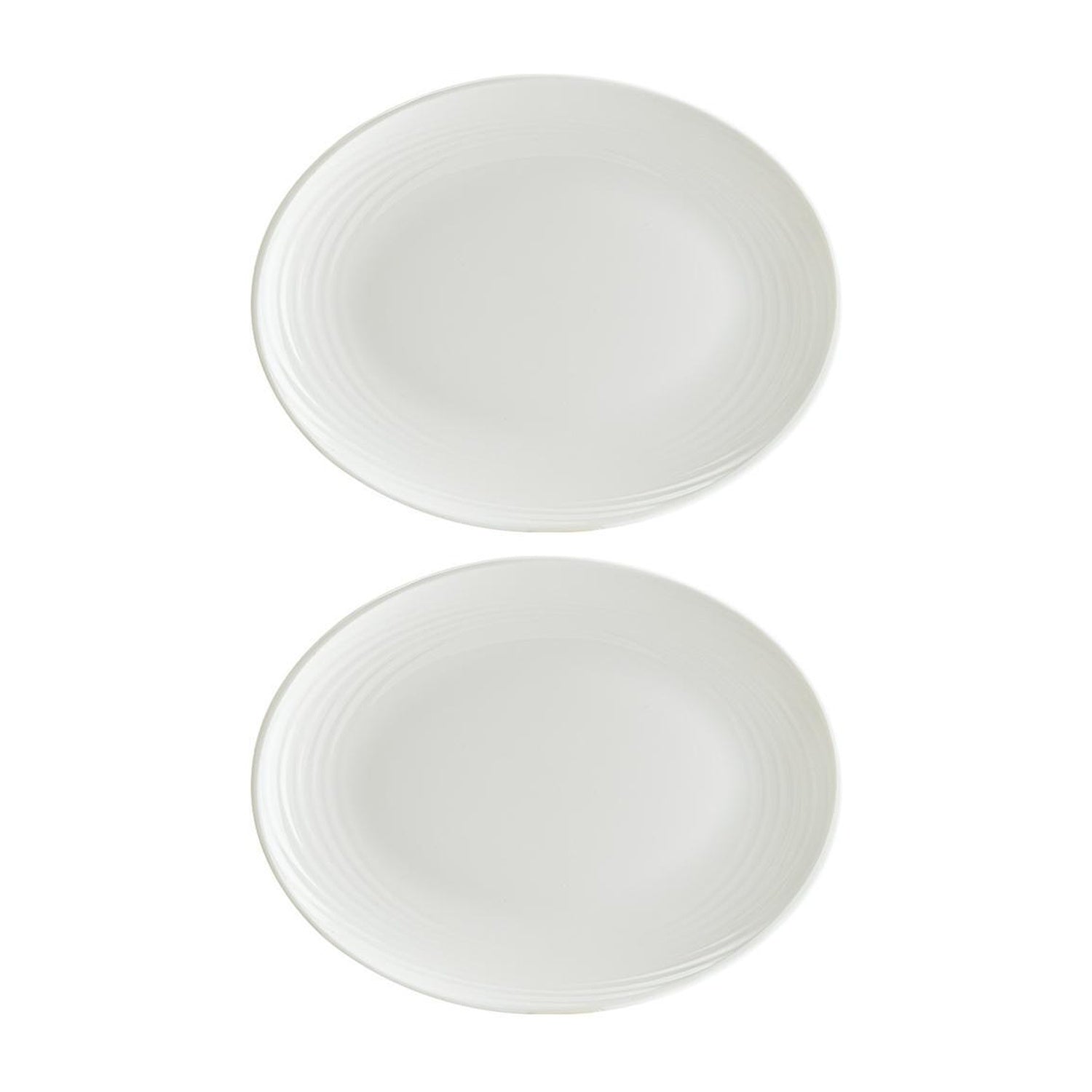 Bonna China Loop 9.75" x 7.5" x h:1" Oval Warm White Porcelain Platter (Set of 2)