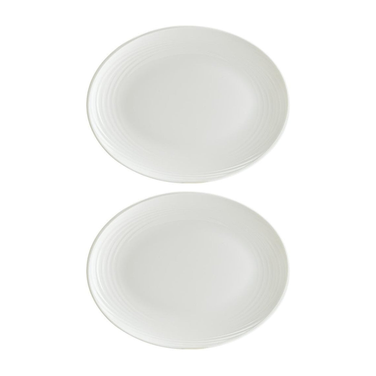 Bonna China Loop 9.75" x 7.5" x h:1" Oval Warm White Porcelain Platter (Set of 2)