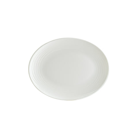 Bonna China Loop 12.25" x 9.5" x h:1" Oval Warm White Porcelain Platter (Set of 2)