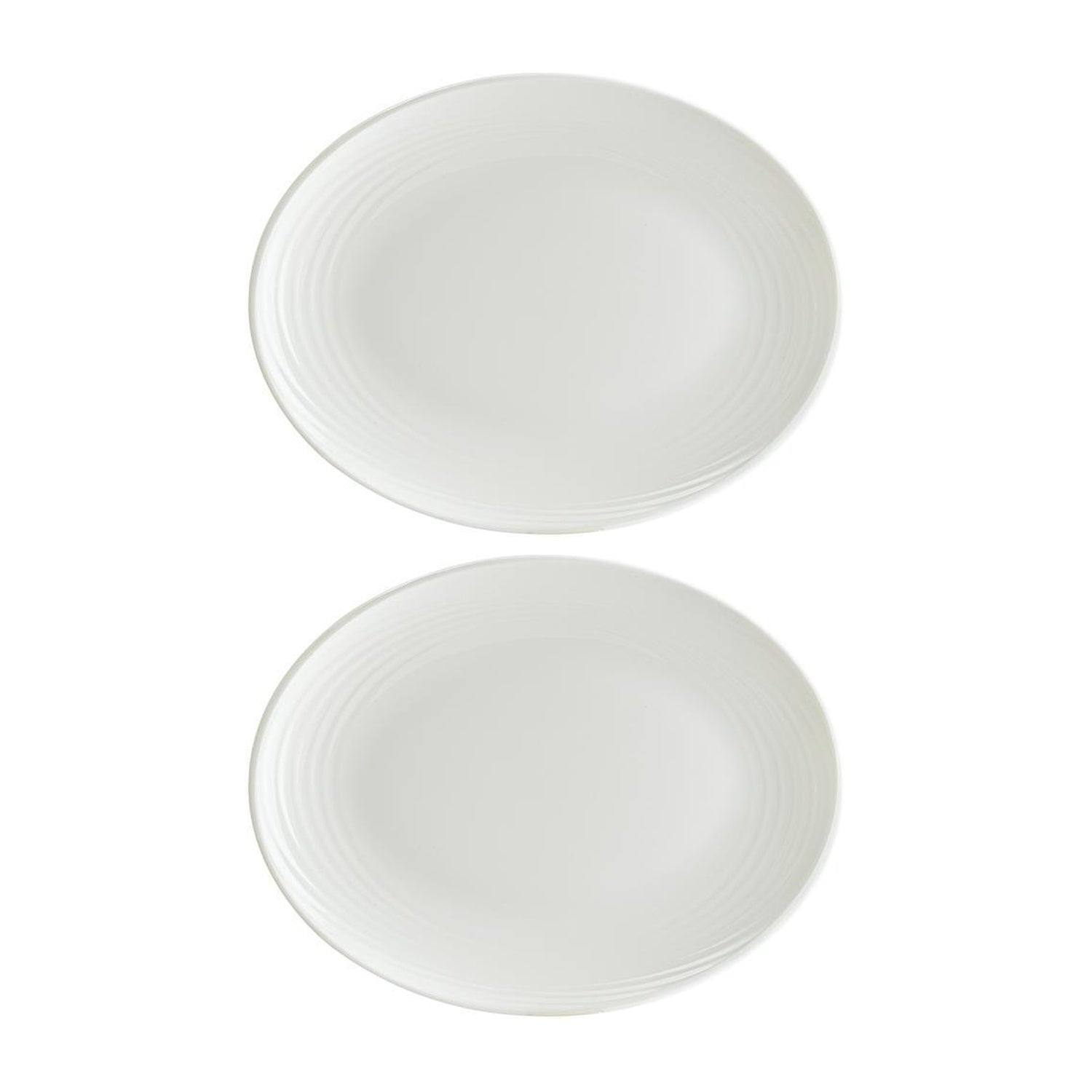 Bonna China Loop 12.25" x 9.5" x h:1" Oval Warm White Porcelain Platter (Set of 2)