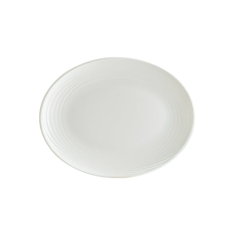 Bonna China Loop 14.25" x 11" x h:1.25" Oval Warm White Porcelain Platter