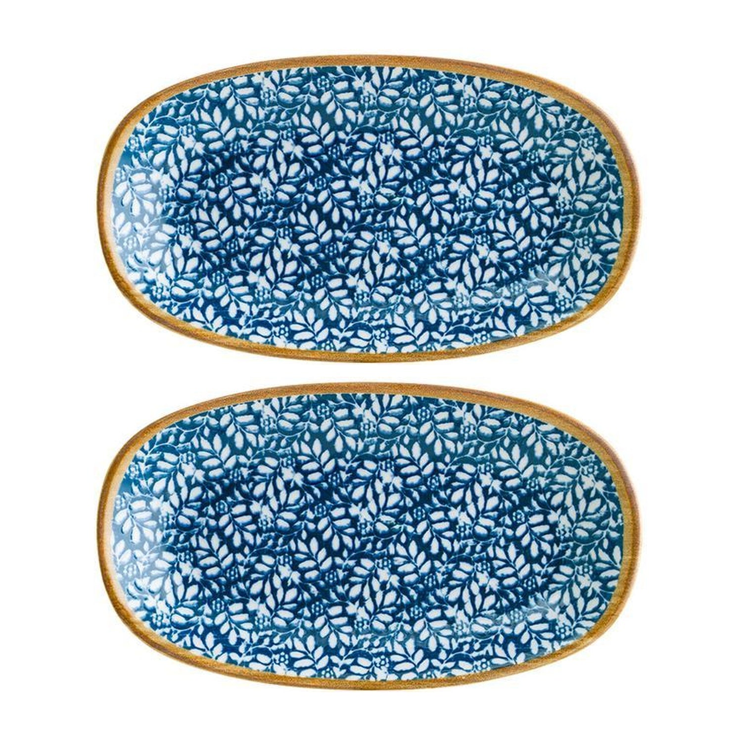 Bonna China Calif 9.5" x 5.5" x h:1.25" Oval Decorated Porcelain Platter (Set of 2)