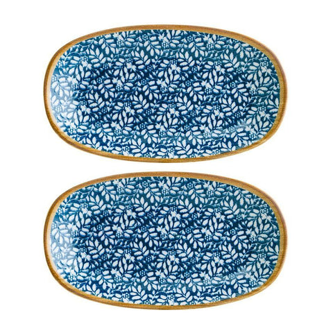 Bonna China Calif 9.5" x 5.5" x h:1.25" Oval Decorated Porcelain Platter (Set of 2)