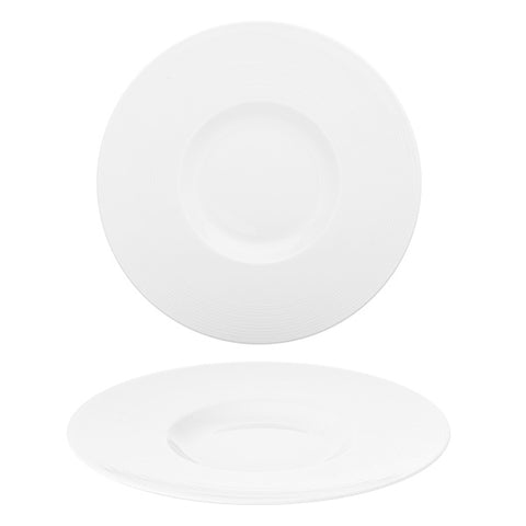 Porcelain Madrid dia.12.25" Round White Porcelain Plate (Set of 2)