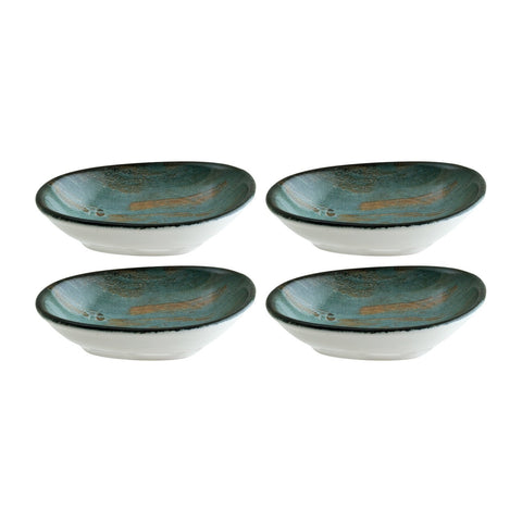 Bonna China Cora 4" x 3" x h:0.75" 1 oz. Organic Decorated Porcelain Bowl (Set of 4)