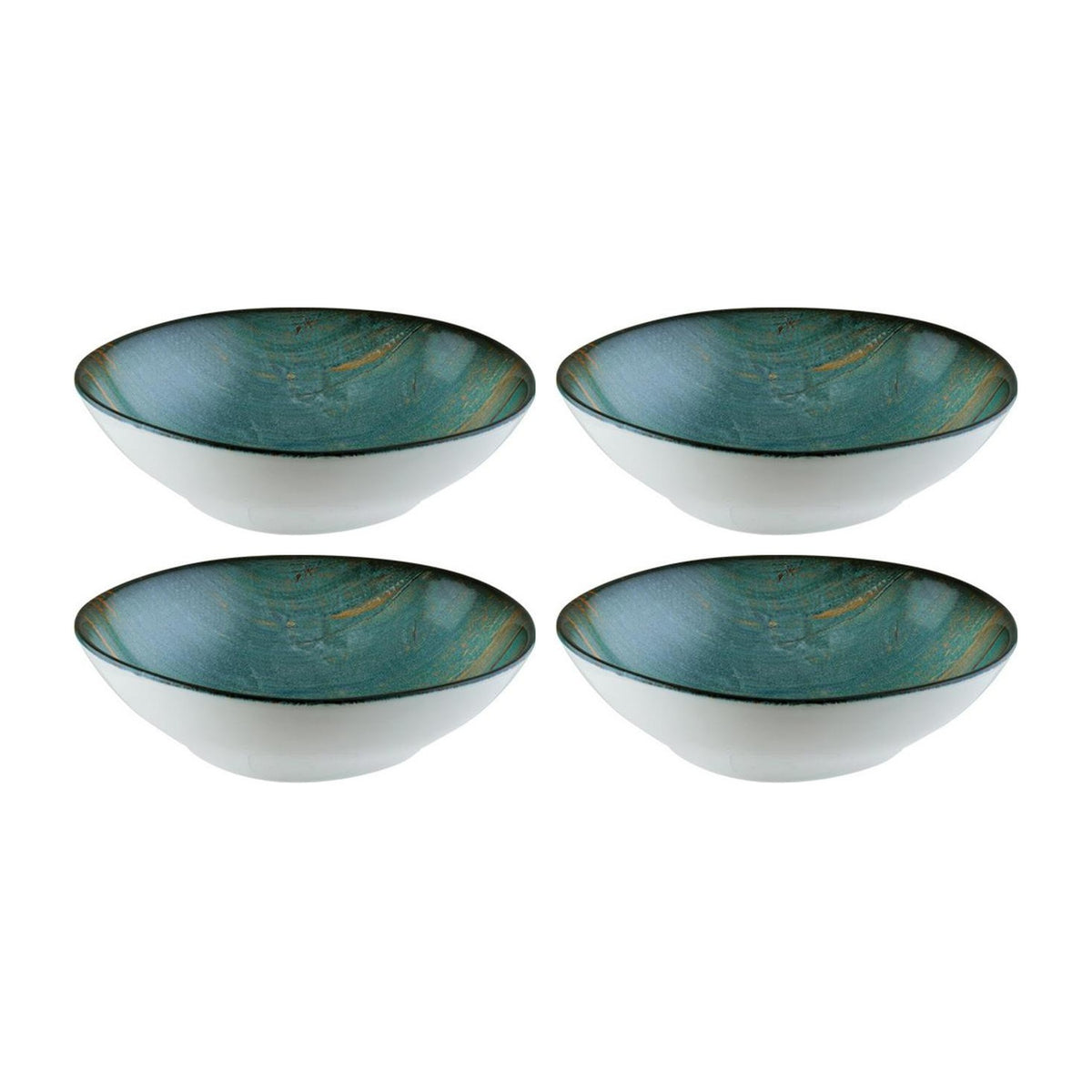 Bonna China Cora 7" x 6.5" x h:2" 17 oz. Organic Decorated Porcelain Bowl (Set of 4)