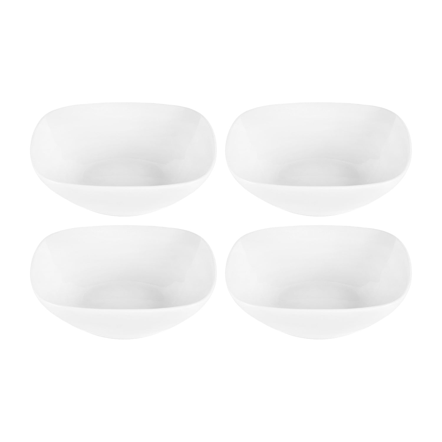 Porcelain Mimoza 6.25" x 6.25" x h:1.75" 12 oz. Square White Porcelain Bowl (Set of 4)