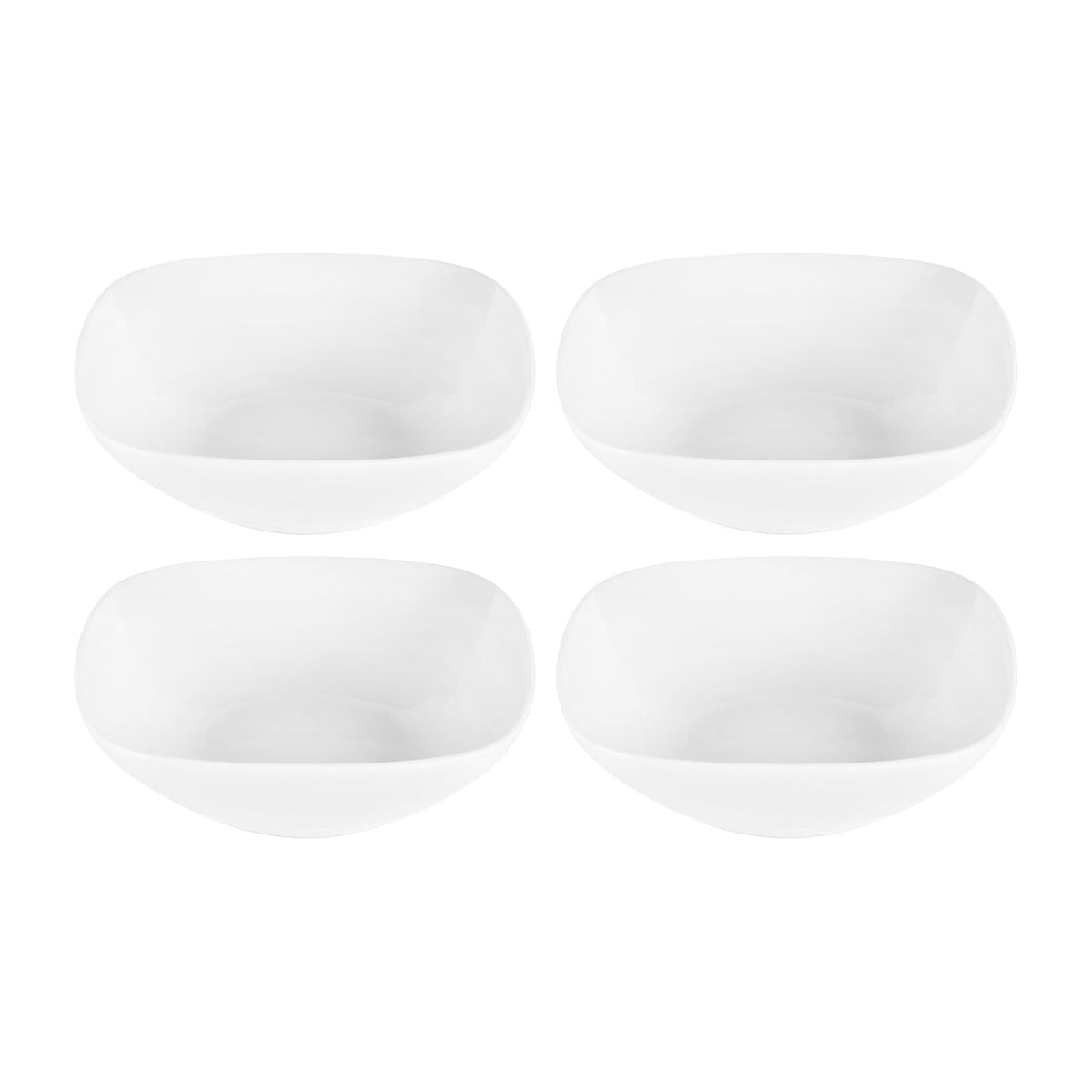 Porcelain Mimoza 6.25" x 6.25" x h:1.75" 12 oz. Square White Porcelain Bowl (Set of 4)