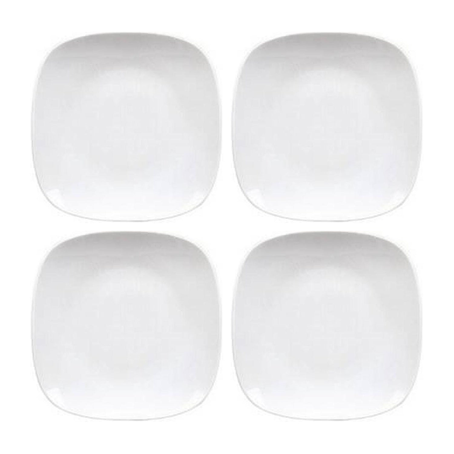 Porcelain Mimoza 6.25" x 6.25" Square White Porcelain Plate (Set of 4)