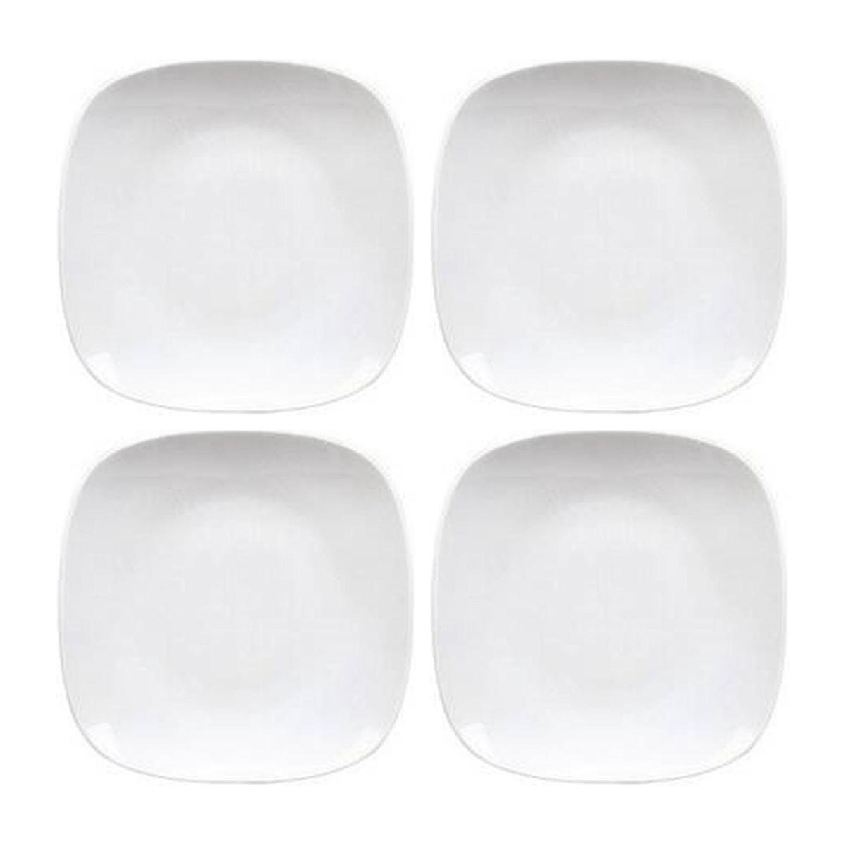 Porcelain Mimoza 6.25" x 6.25" Square White Porcelain Plate (Set of 4)