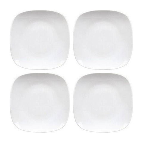 Porcelain Mimoza 6.25" x 6.25" Square White Porcelain Plate (Set of 4)