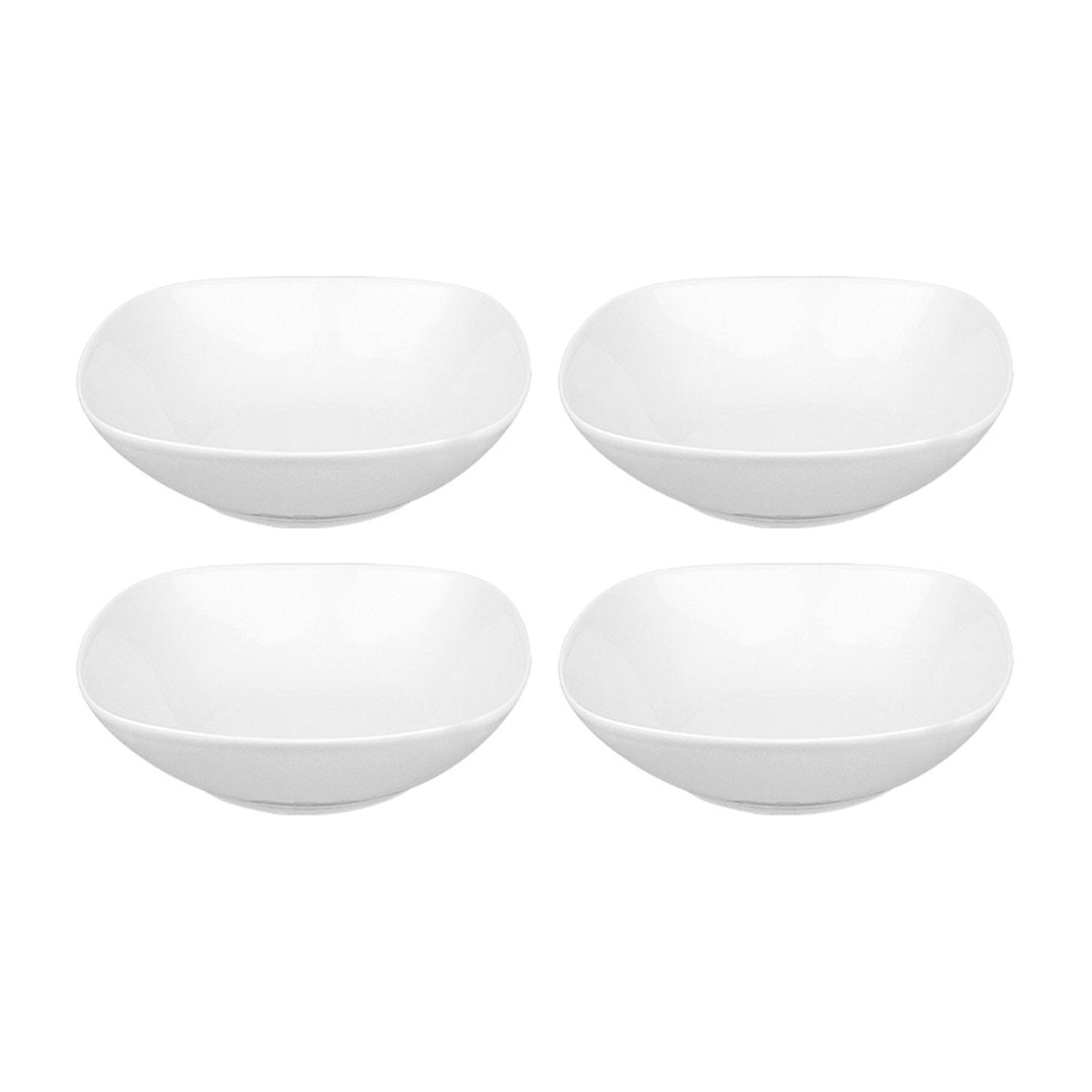 Porcelain Mimoza 6.75" x 6.75" x h:2" 23 oz. Square White Porcelain Bowl (Set of 4)