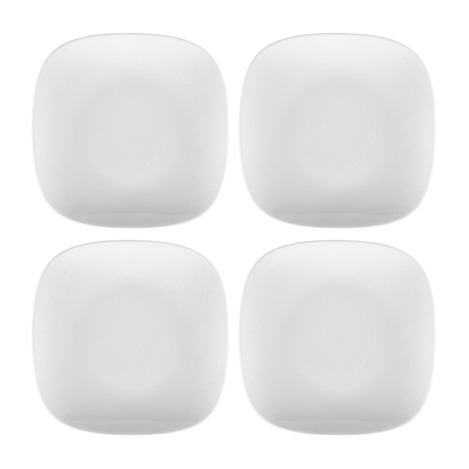 Porcelain Mimoza 7" x 7" Square White Porcelain Plate (Set of 4)