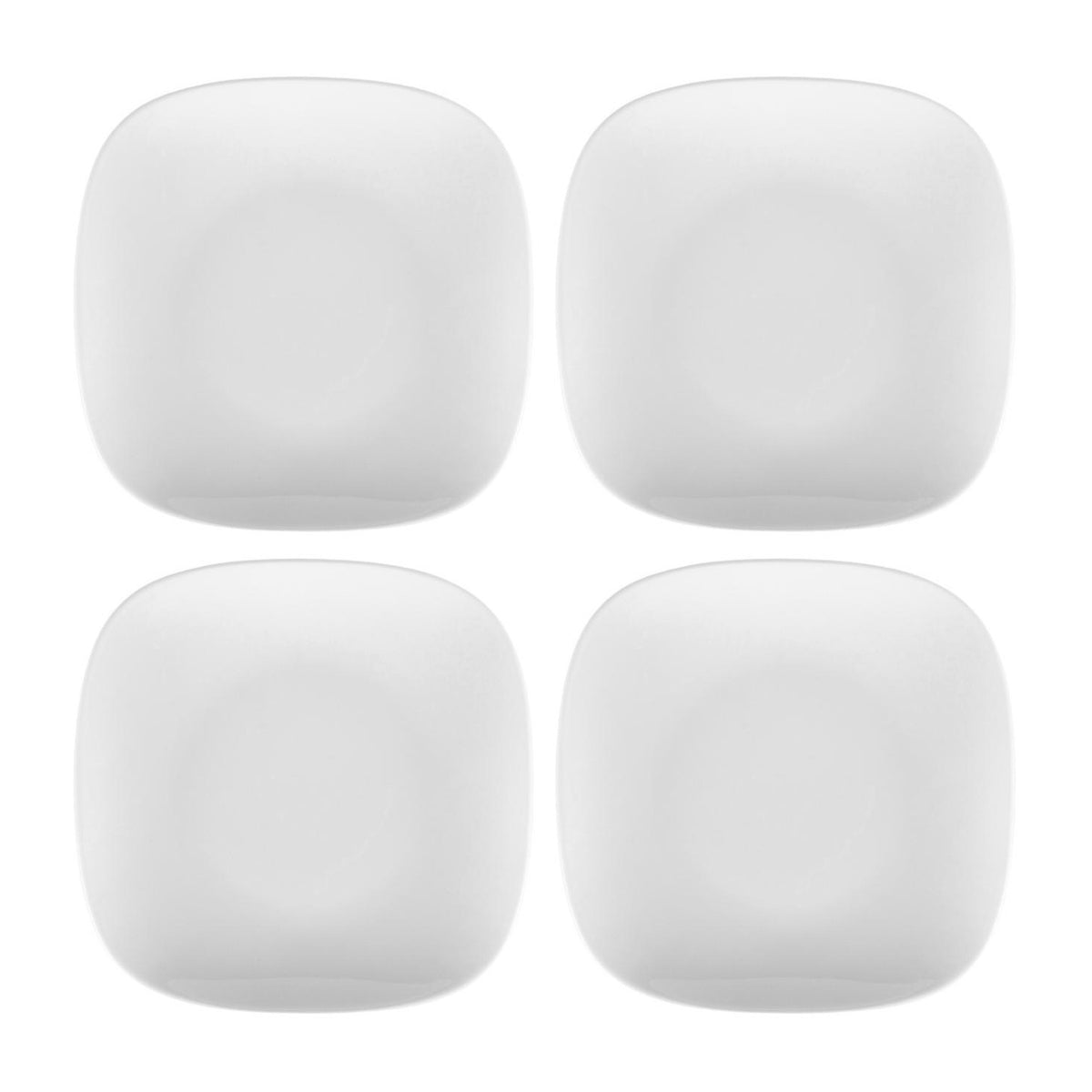 Porcelain Mimoza 7" x 7" Square White Porcelain Plate (Set of 4)