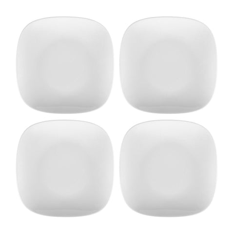 Porcelain Mimoza 7" x 7" Square White Porcelain Plate (Set of 4)