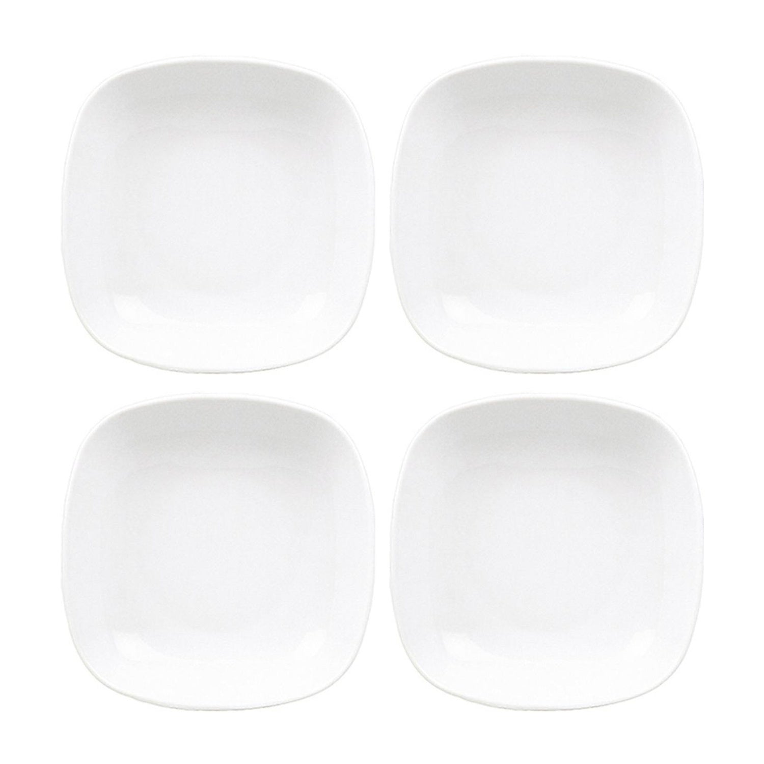 Mimoza Square White Porcelain Deep Plate 8.5" x 8.5" x h:1.25" 21 oz. (Set of 4)