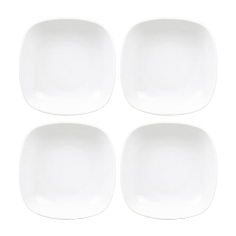 Mimoza Square White Porcelain Deep Plate 8.5" x 8.5" x h:1.25" 21 oz. (Set of 4)