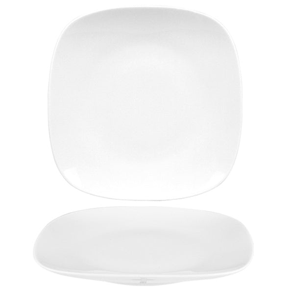 Porcelain Mimoza 8.5" x 8.5" Square White Porcelain Plate (Set of 4)